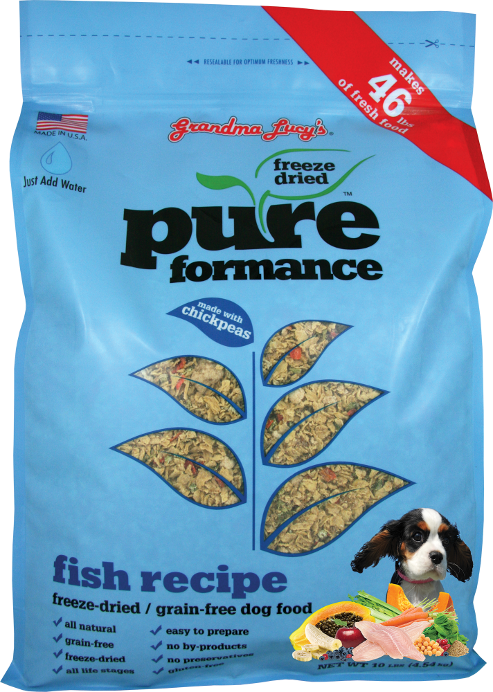 Grandma Lucy's Pureformance Fish Recipe Freeze Dried Grain Free Dog Food 10lb, Front of bag