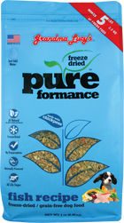 Grandma Lucy's Pureformance Fish Recipe Freeze Dried Grain Free Dog Food 1lb, Front of Bag