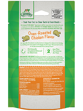 Greenies Oven Roasted Chicken Dental Cat Treats 60g, Back Pouch