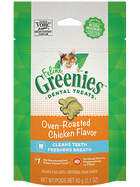 Greenies Oven Roasted Chicken Dental Cat Treats 60g, Front Pouch