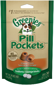 Greenies Pill Pockets Canine Cheese Flavor Dog Treats 3.2oz Front Packaging