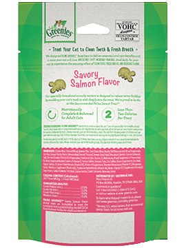 Greenies Savory Salmon Dental Cat Treats 60g, Back Pouch
