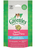 Greenies Savory Salmon Dental Cat Treats 60g, Front Pouch