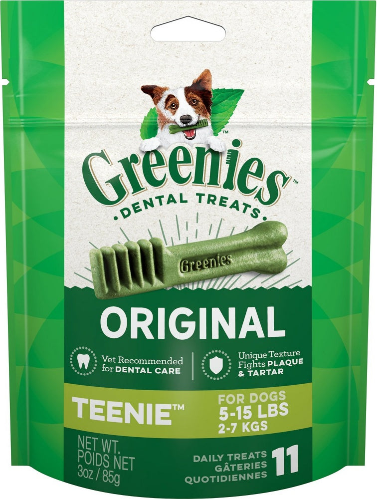 Greenies Teenie Original Dental Dog Chews 3oz, Front Pouch