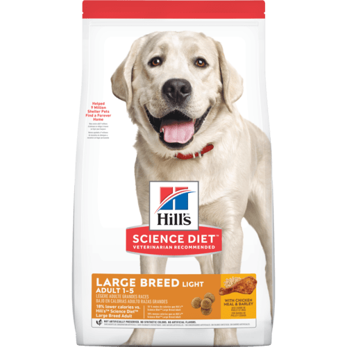 Hill's Science Diet Adult Light Large Breed with Chicken Meal & Barley Dry Dog Food, Front Bag