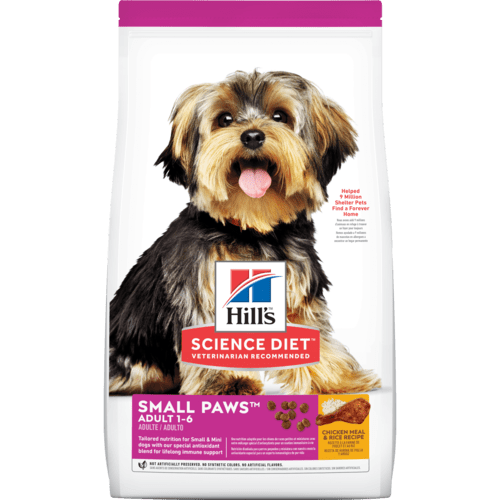 Hill's Science Diet Adult Small Paws Chicken Meal & Rice Recipe Dry Dog Food, Front Bag