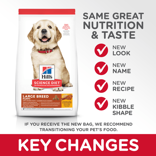 Hill's Science Diet Puppy Large Breed Chicken Meal & Oats Recipe Dry Dog Food, Key Changes in Look, Name and Recipe