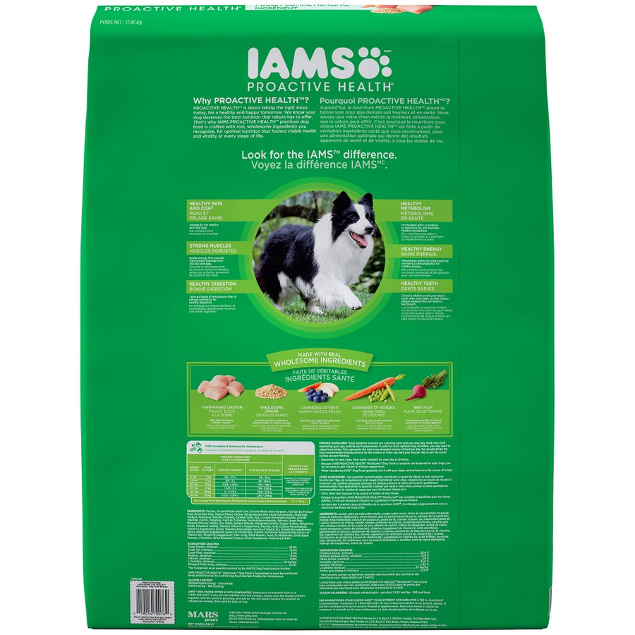 Iams ProActive Health Adult MiniChunks Dry Dog Food 38.5lbs, Back of Bag