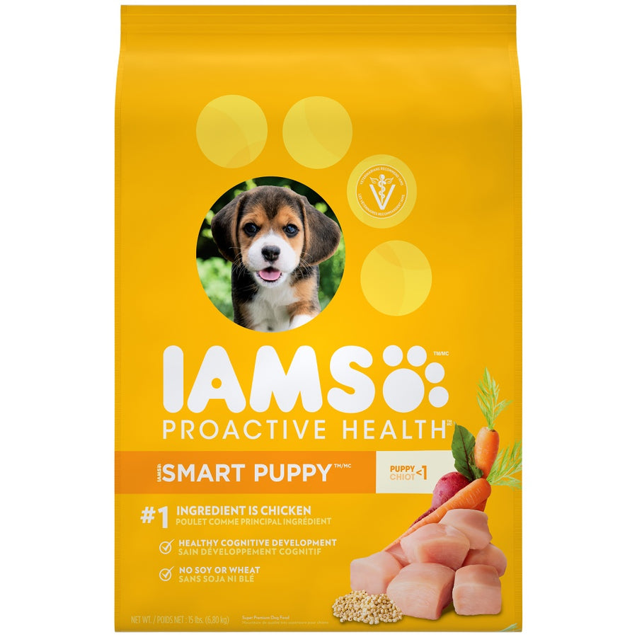 Iams ProActive Health Smart Puppy Original Dry Food 15lb, Front of Bag