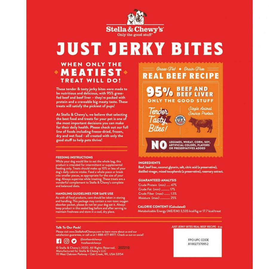 Stella & Chewy's Just Jerky Bites Real Beef Recipe Dog Treat