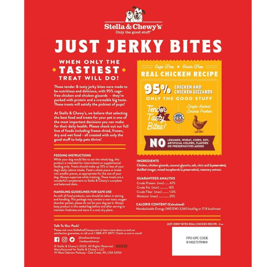 Stella & Chewy's Just Jerky Bites Real Chicken Recipe Dog Treat