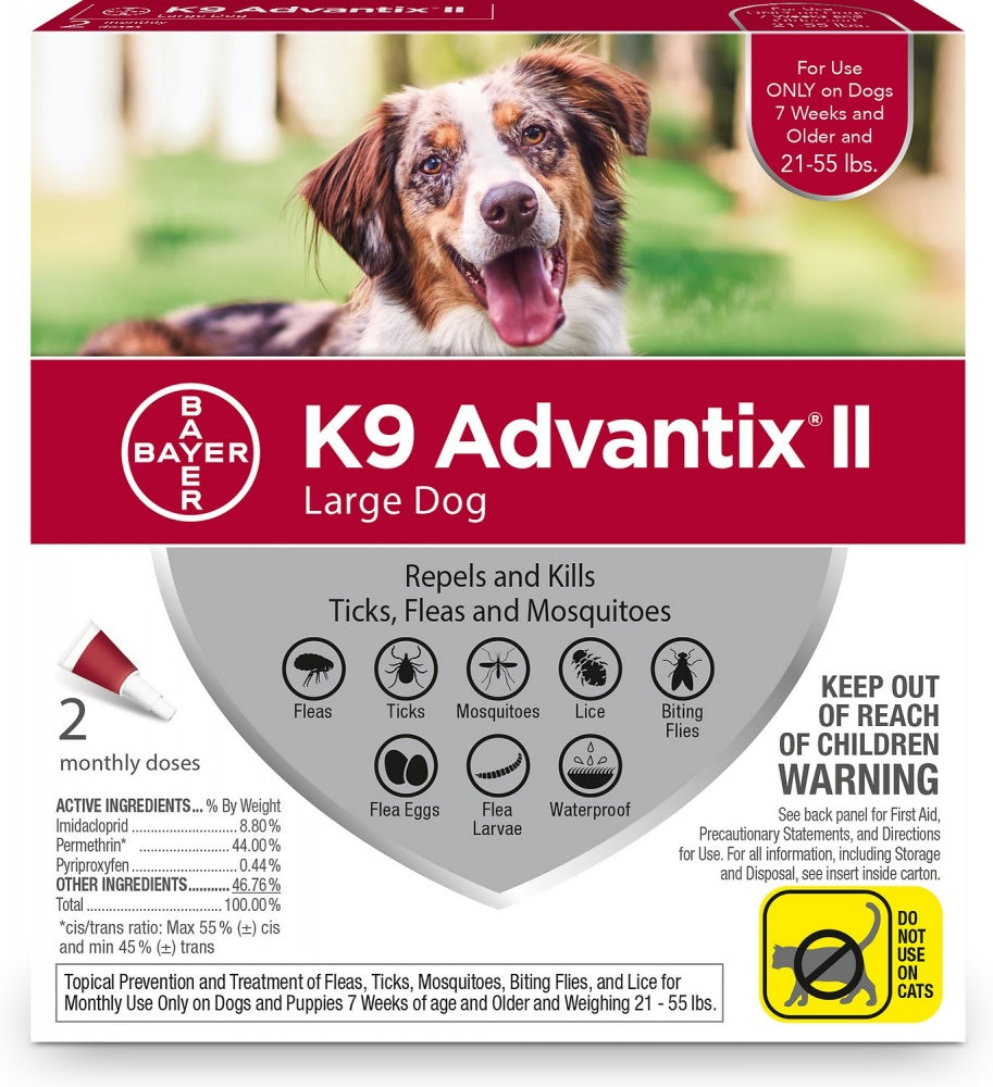 K9 Advantix II Large Dog, 2 monthly doses Front Box