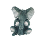 A plush elephant dog toy from KONG's Comfort Kiddos line. The toy is soft and fuzzy, with large floppy ears, a round body, and embroidered paw details. It has small black eyes and a slightly curved trunk.