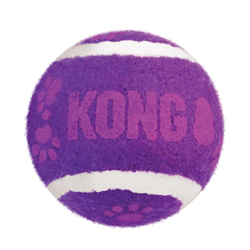 KONG Tennis Ball with Bell Cat Toy Purple, Close Up