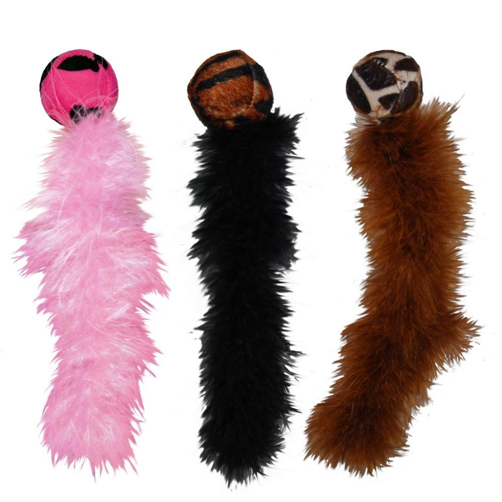 KONG Wild Tails Cat Toy in Pink, Black and Brown