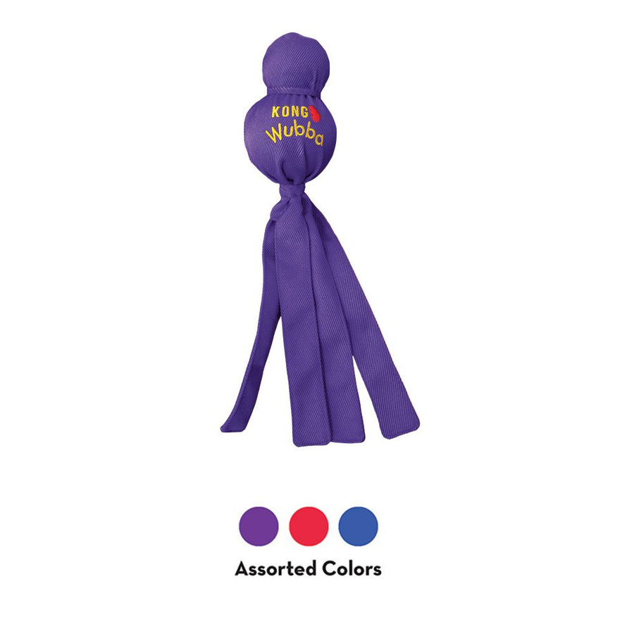 KONG Wubba Classic Dog Toy in Assorted Colors of Purple, Pink and Blue