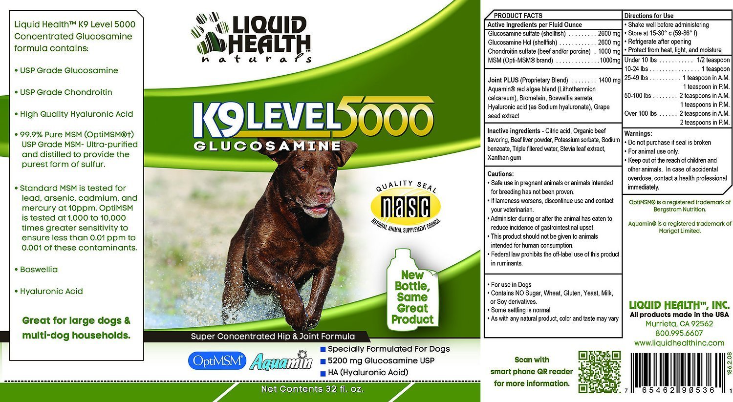 Liquid Health K9 Level 5000 Glucosamine Chondroitin Opti MSM