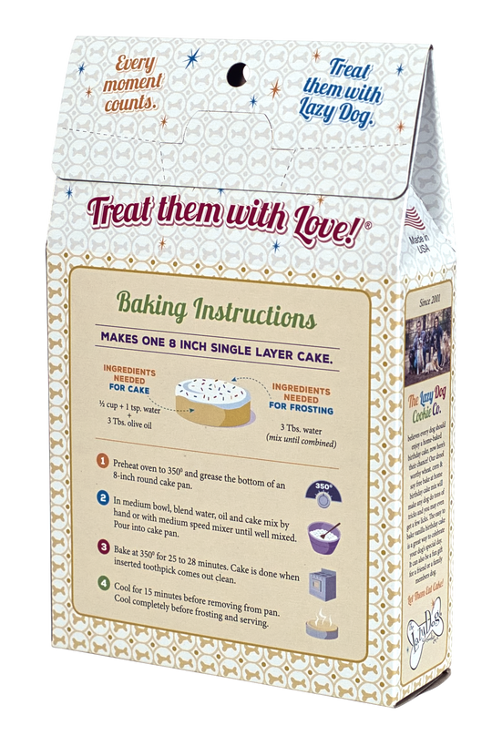 Lazy Dog Cookie Company Vanilla Birthday Cake Mix, Back of Box