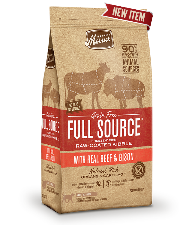 Full Source Grain Free Raw-Coated Kibble with Beef & Bison Dog Food