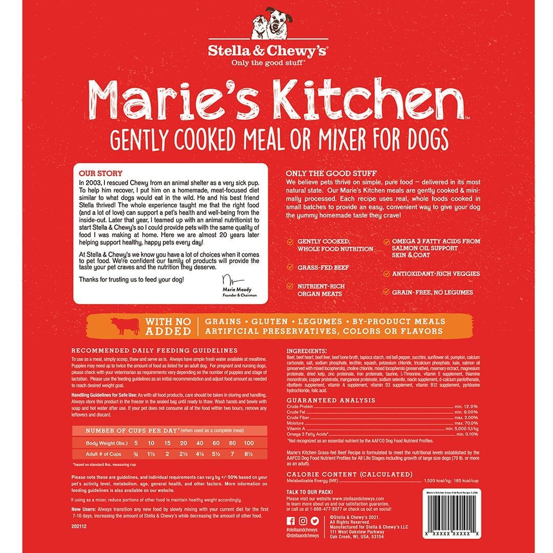 Stella & Chewy's Marie's Kitchen Gently Cooked Grass-Fed Beef Recipe Frozen Dog Food