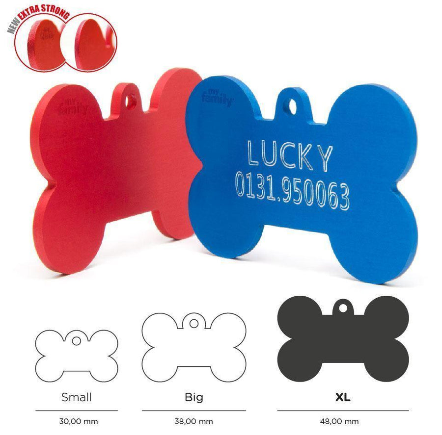 My Family Pet Tags Black Bone, Sizes in Small, Big and XL