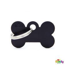 My Family Pet Tags Black Bone Front Small