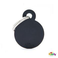 My Family Pet Tags Black Circle, Blank Tag