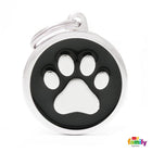 My Family Pet Tags Enamel Circle With Paw, Black 