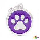 My Family Pet Tags Enamel Circle With Paw Purple, Front