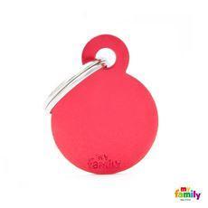 My Family Pet Tags Red Circle close up blank tag