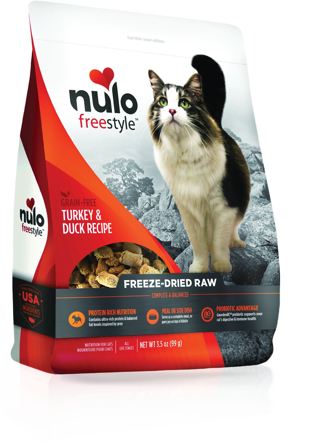Nulo FreeStyle Turkey & Duck Recipe Freeze-Dried Raw Cat Food 3.5oz, Front Bag