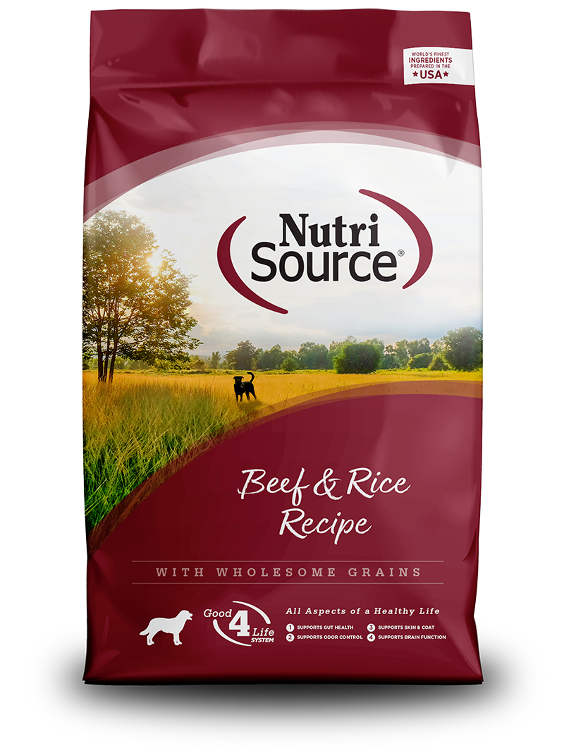 NutriSource Beef & Rice Recipe front of bag