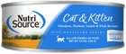 NutriSource Cat & Kitten Chicken, Turkey Lamb & Fish Select Canned Cat Food front of can.