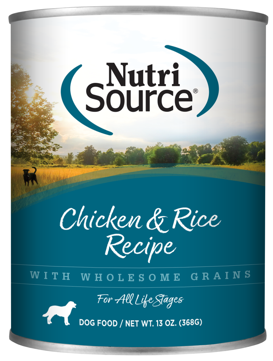 NutriSource Chicken & Rice Recipe front of can.