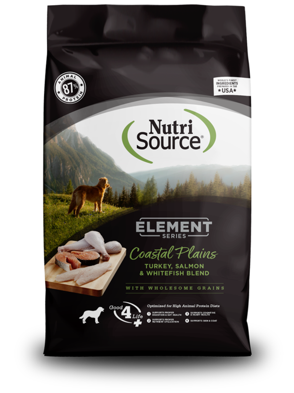 NutriSource Element Series Coastal Plains Turkey, Salmon & Whitefish Blend Front of Bag
