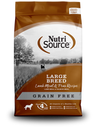NutriSource Large Breed Lamb Meal & Peas Recipe front of bag.