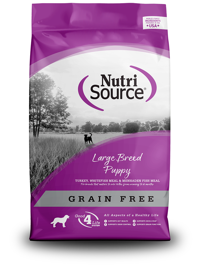 NutriSource Grain Free Large Breed Puppy front of bag.