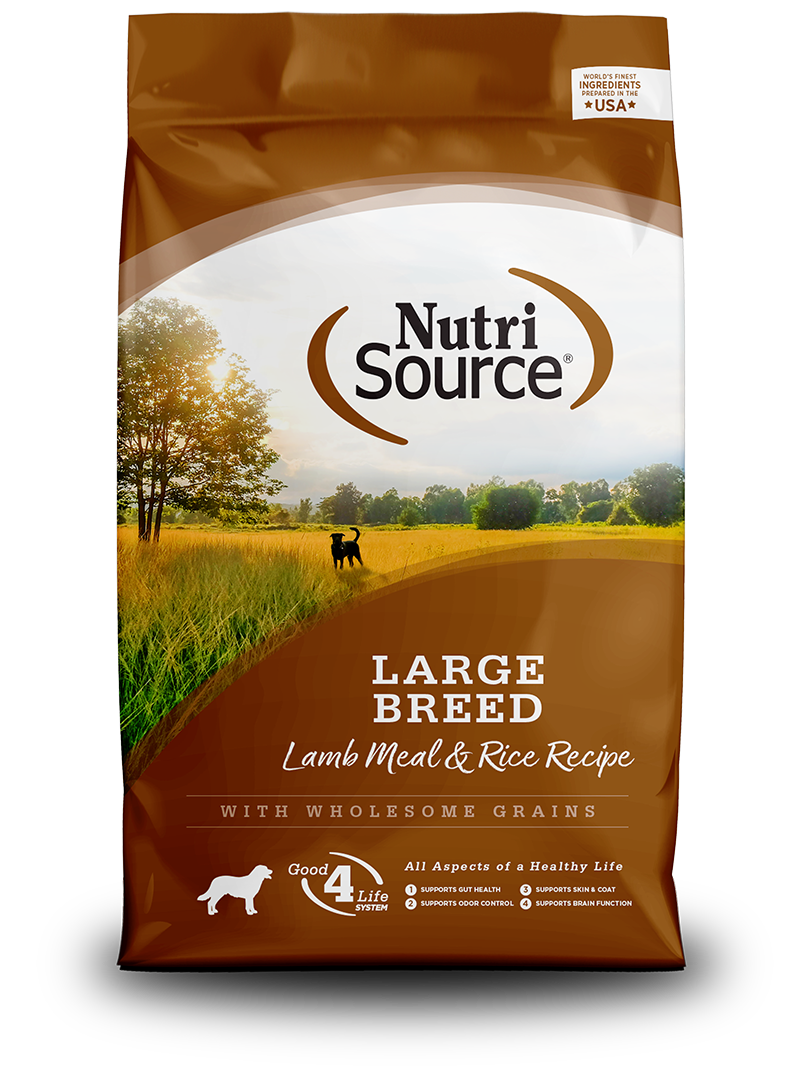 NutriSource Large Breed Lamb Meal & Rice Recipe front of bag