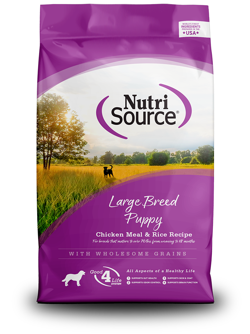 NutriSource Large Breed Puppy Chicken Meal & Rice Recipe front of bag