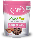 NutriSource PureVita Skin & Coat Dog Treats Dry Dog Food front of bag.