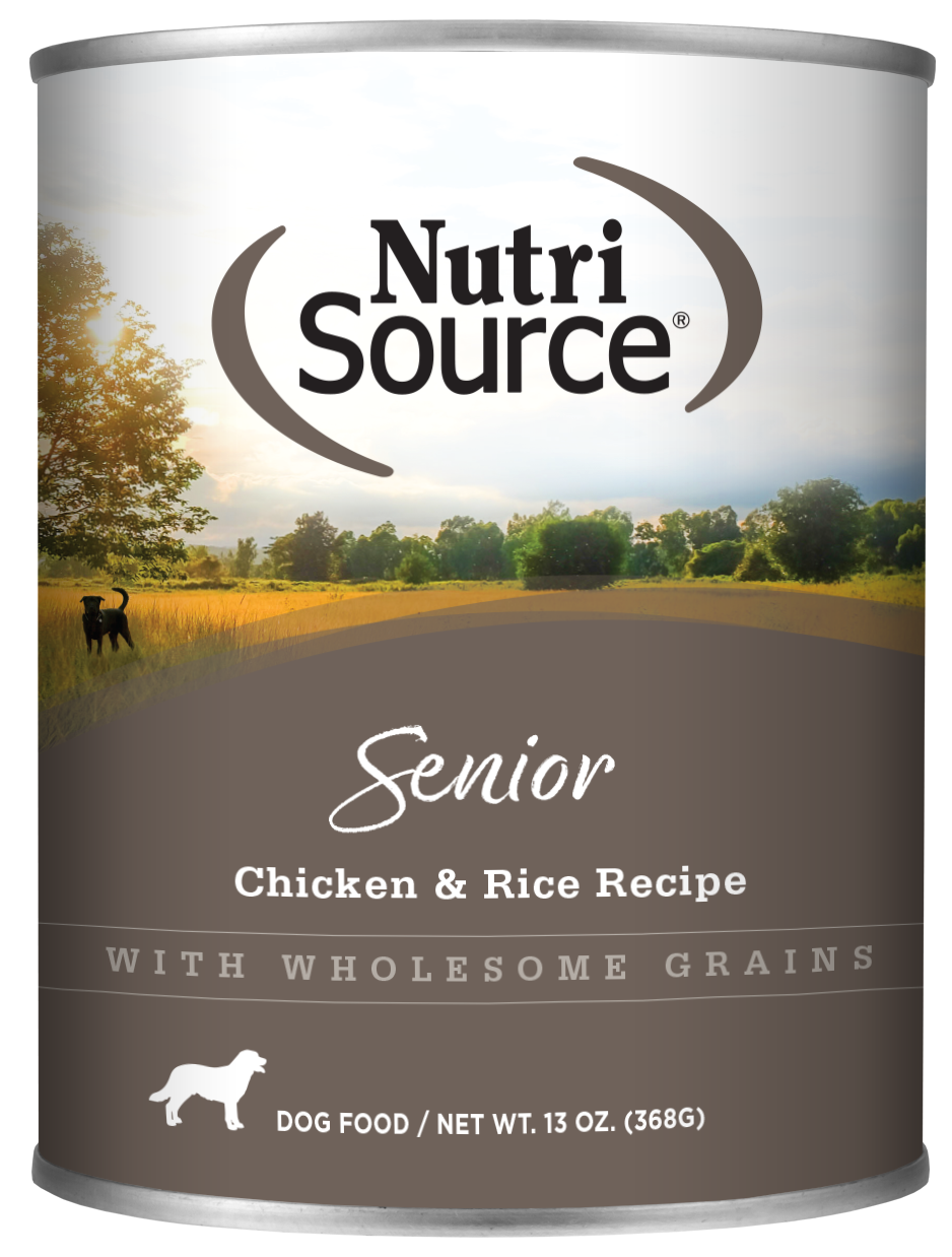NutriSource Senior Chicken & Rice Recipe front of can.
