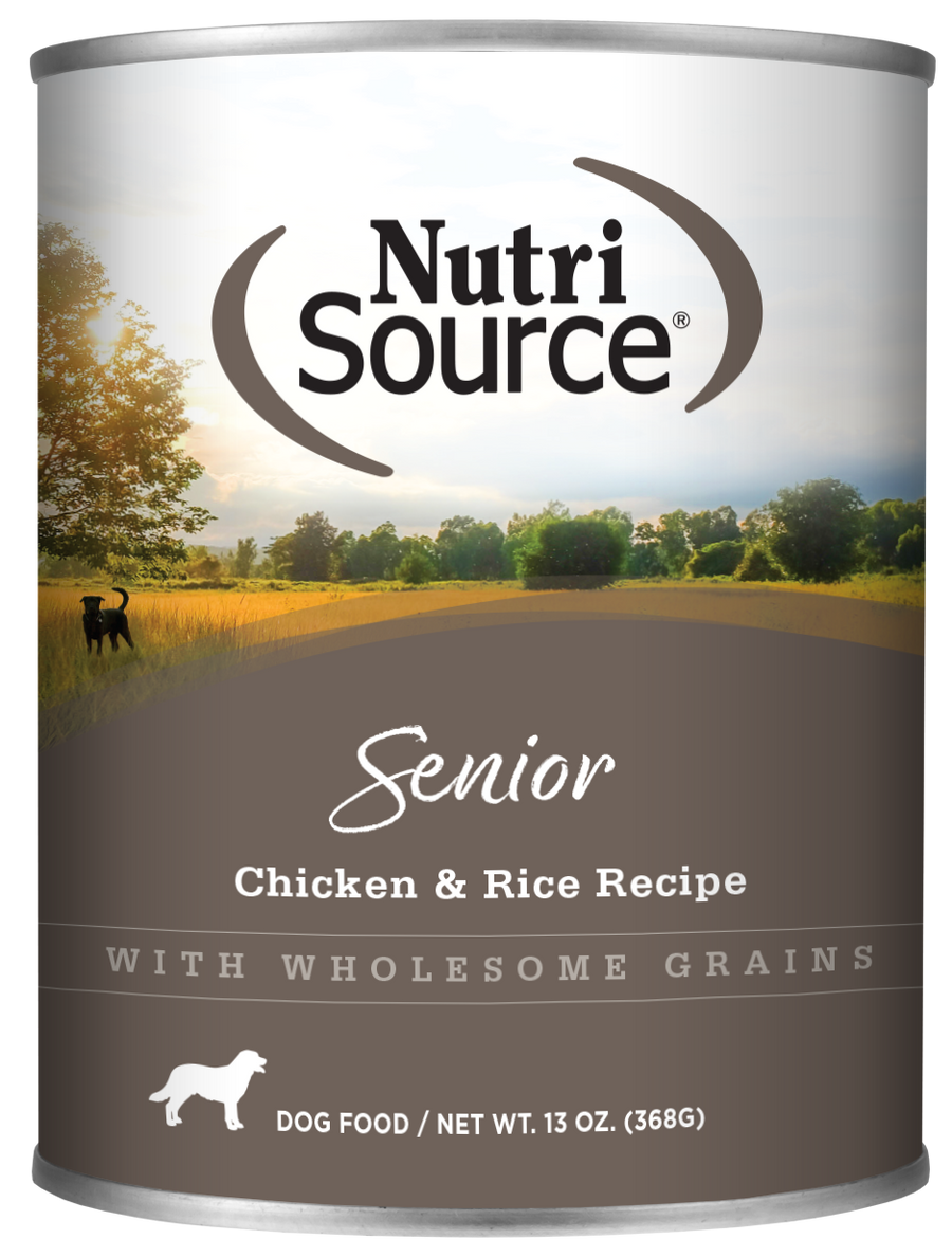 NutriSource Senior Chicken & Rice Recipe front of can.