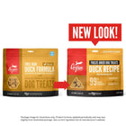 New look for ORIJEN Freeze Dried Duck Recipe Dog Treats.