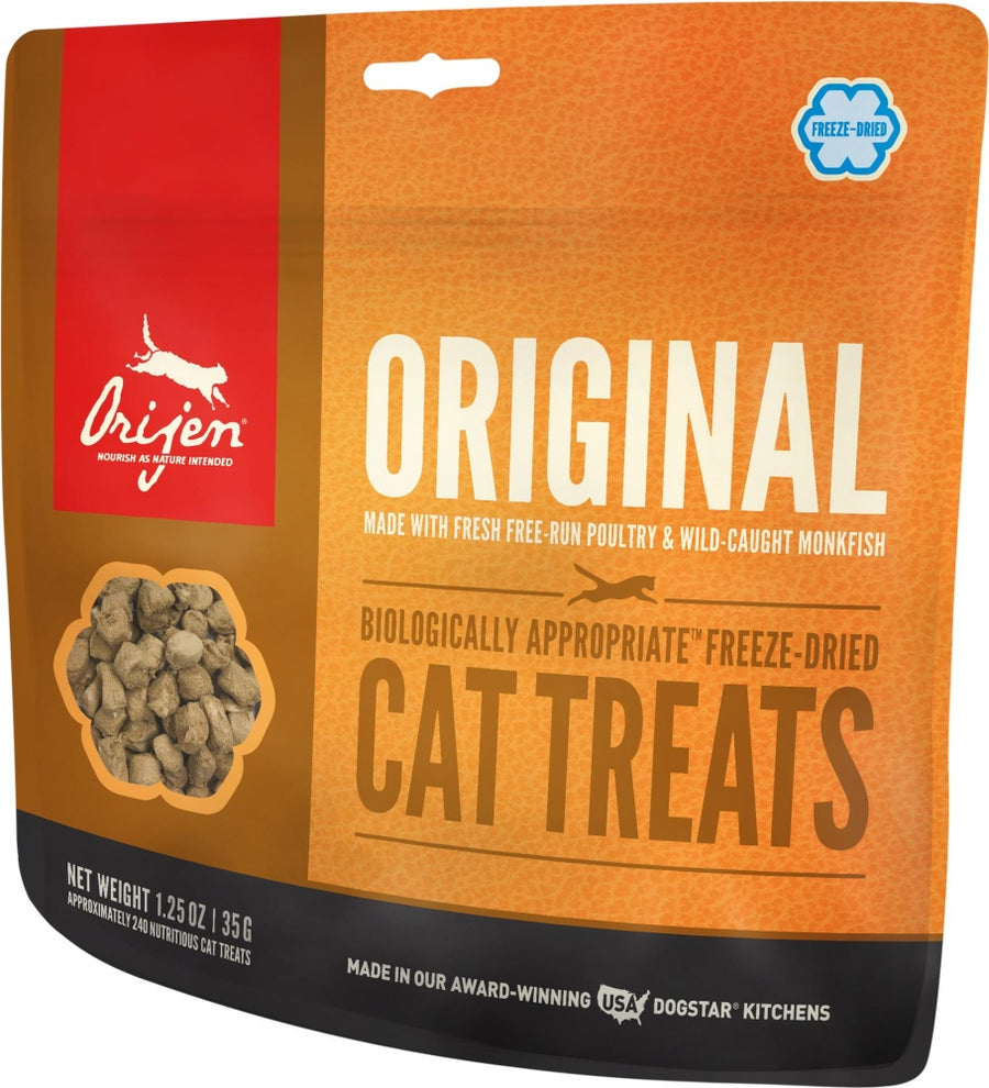 ORIJEN Freeze Dried Original Cat Treats 1.25oz, Front Packaging
