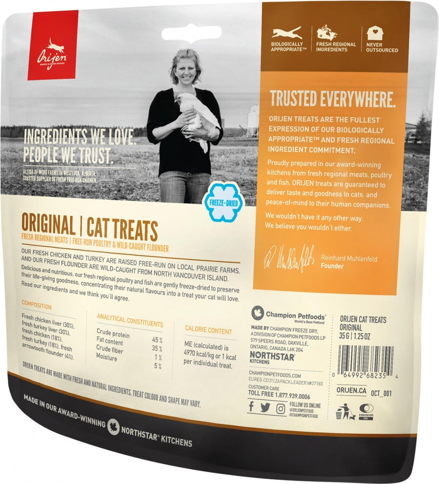 ORIJEN Freeze Dried Original Cat Treats, back packaging
