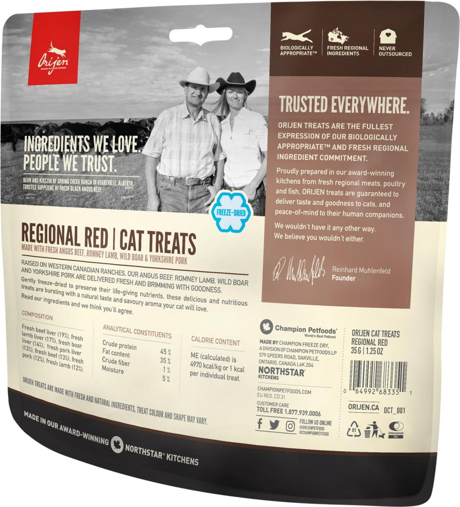 ORIJEN Freeze Dried Regional Red Cat Treats 35g, Back Pouch