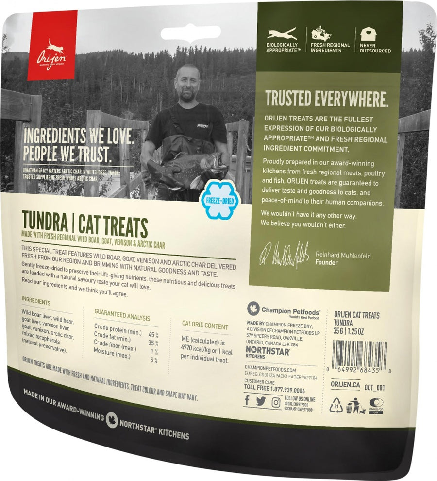 ORIJEN Grain Free Freeze Dried Tundra Cat Treats 35g, Back Pouch