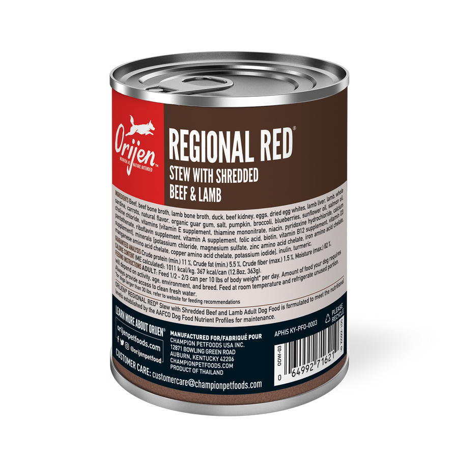 Orijen Premium Regional Red with Shredded Beef & Lamb Stew Recipe Canned Dog Food