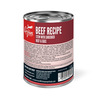 Orijen Premium Shredded Beef & Eggs Stew Recipe Canned Dog Food back of can.