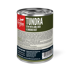 Orijen Premium Tundra Stew Recipe with Shredded Beef, Duck & Lamb Canned Dog Food back of can.